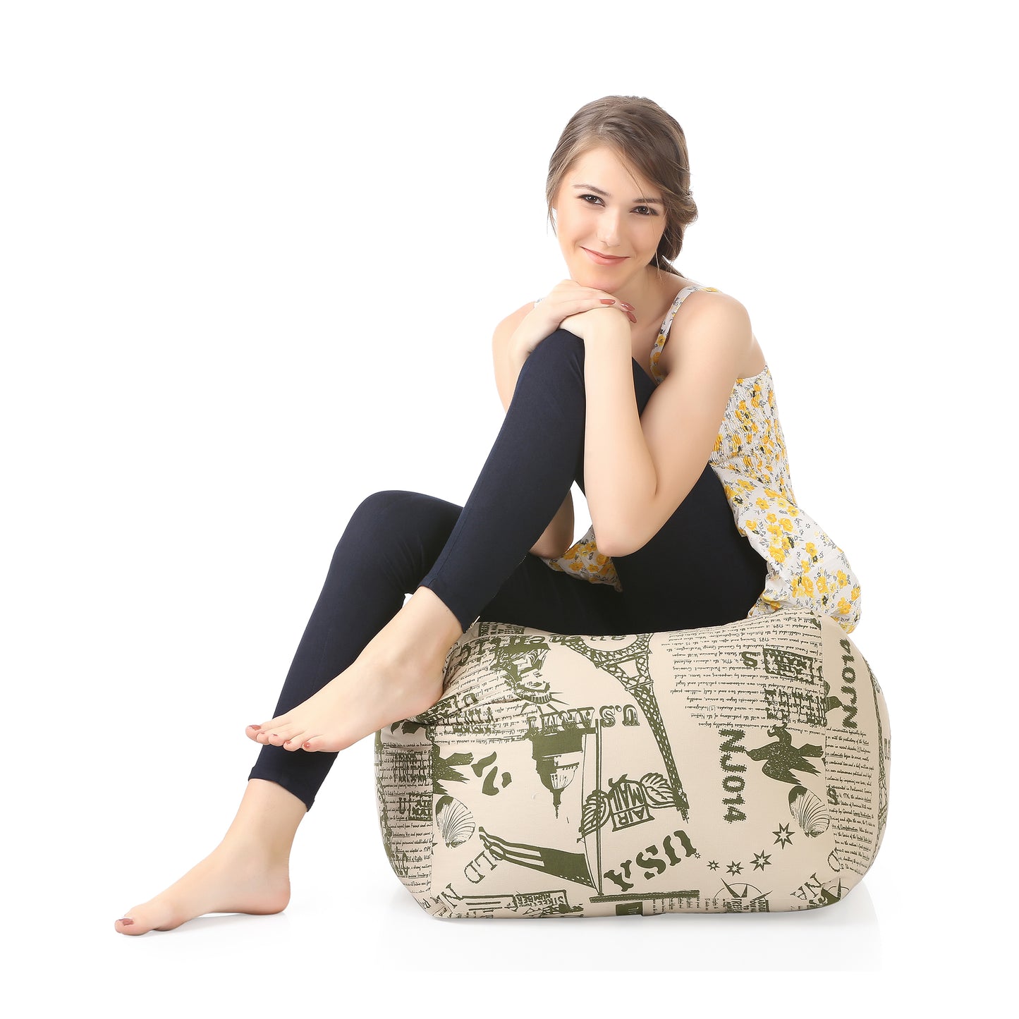 Square - Ottoman Printed Bean Bag With Fillers - Large
