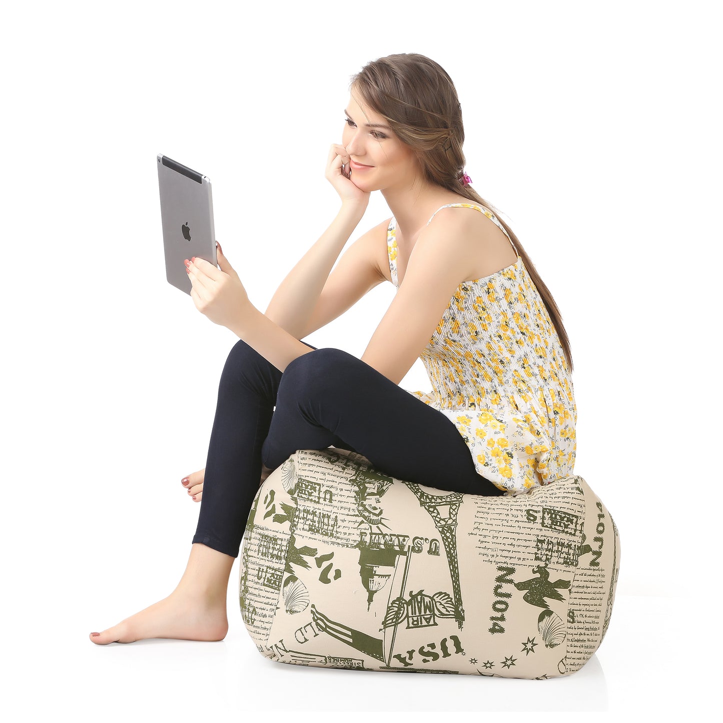 Square - Ottoman Printed Bean Bag With Fillers - Large