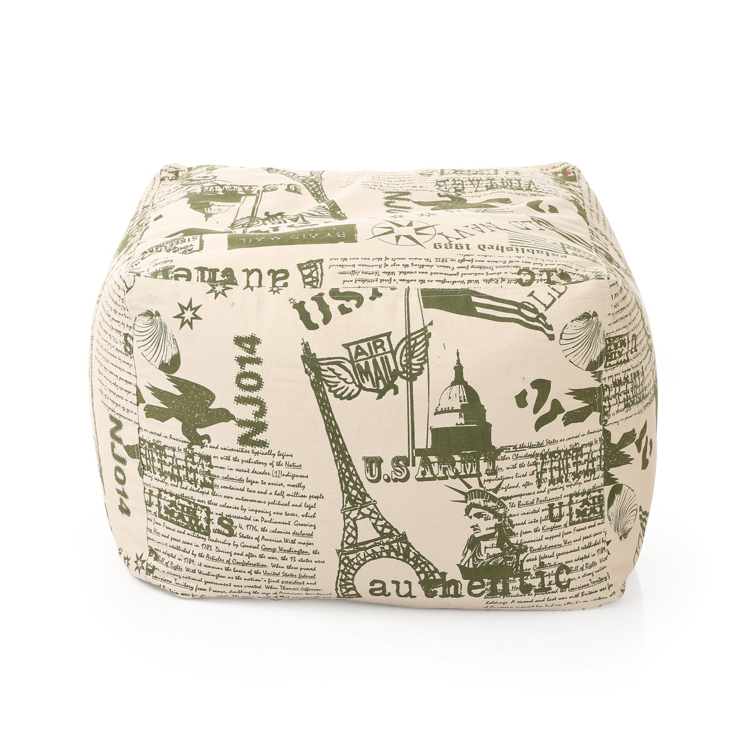 Square - Ottoman Printed Bean Bag With Fillers - Large
