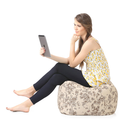 Square - Ottoman Printed Bean Bag With Fillers - Large