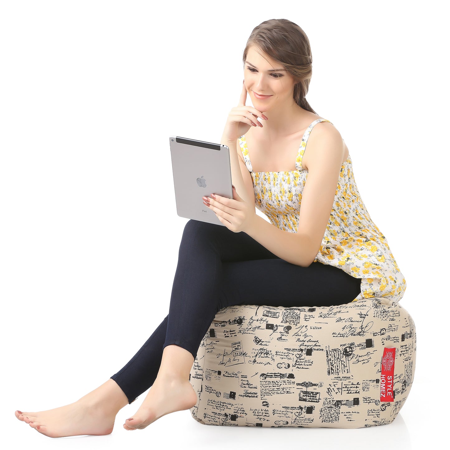 Square - Ottoman Printed Bean Bag With Fillers - Large