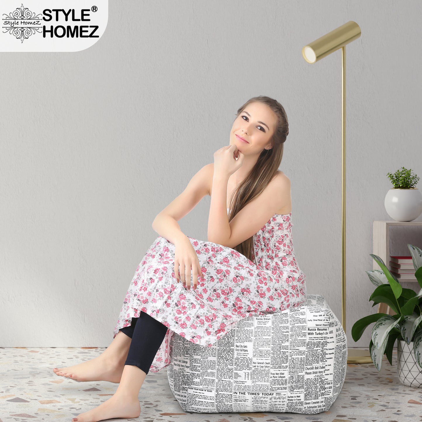 Square - Ottoman Printed Bean Bag With Fillers - Large