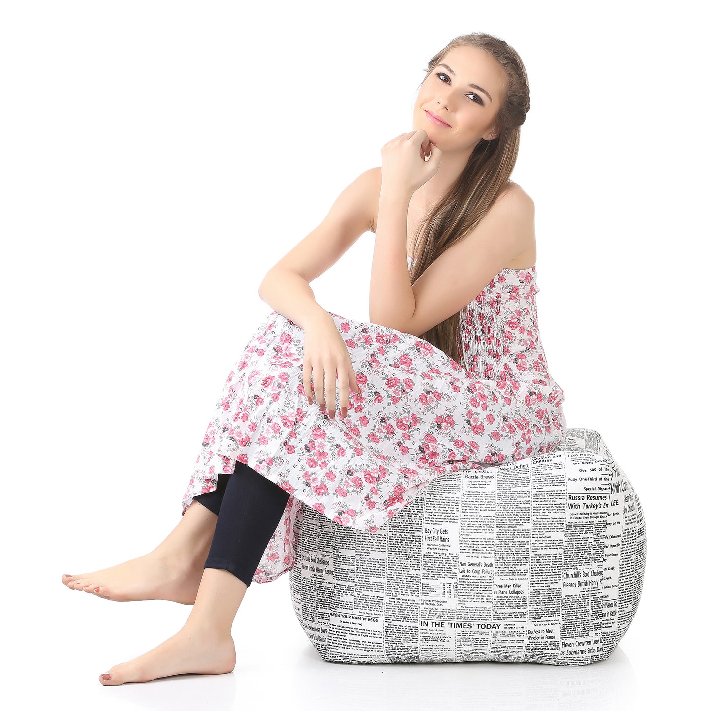 Square - Ottoman Printed Bean Bag With Fillers - Large