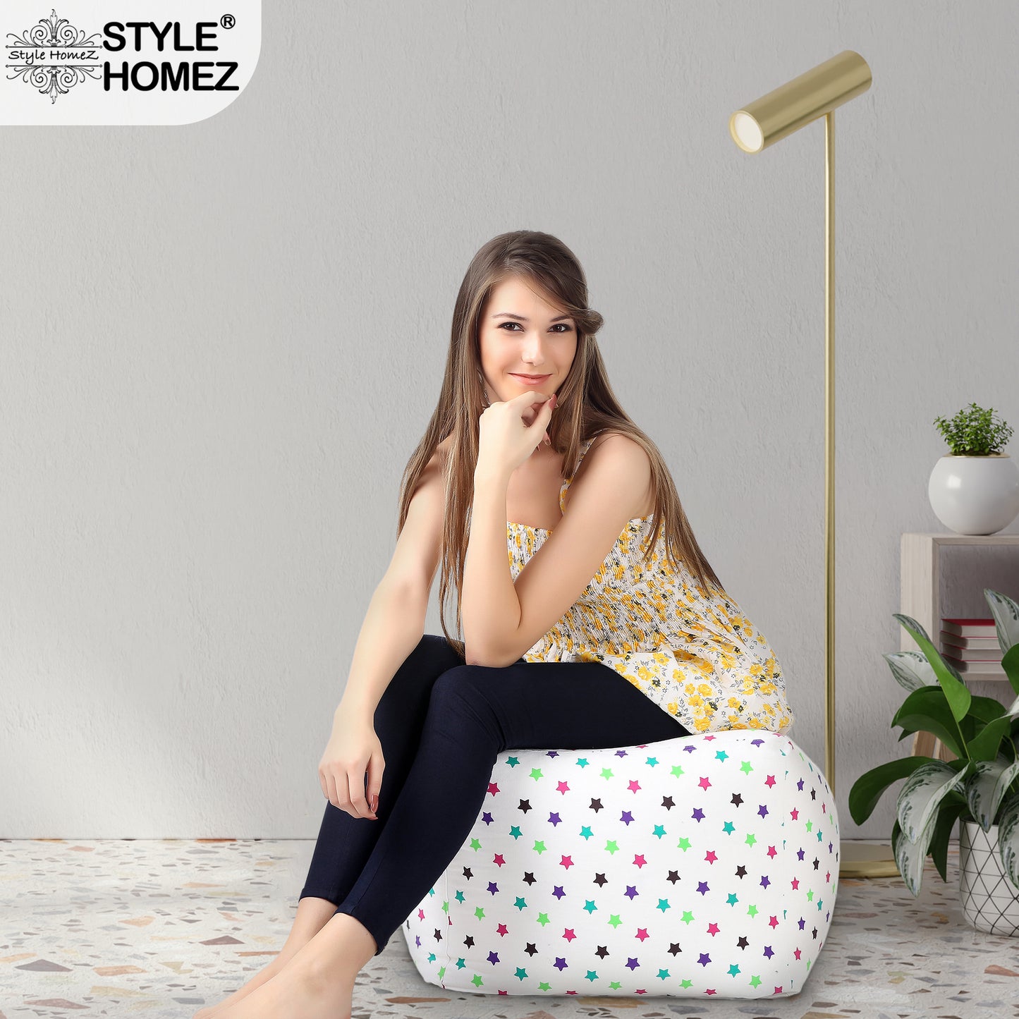 Square - Ottoman Printed Bean Bag With Fillers - Large
