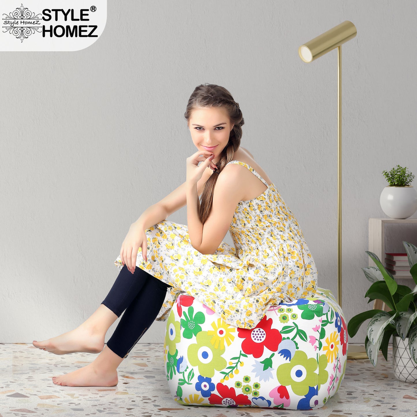 Square - Ottoman Printed Bean Bag With Fillers - Large