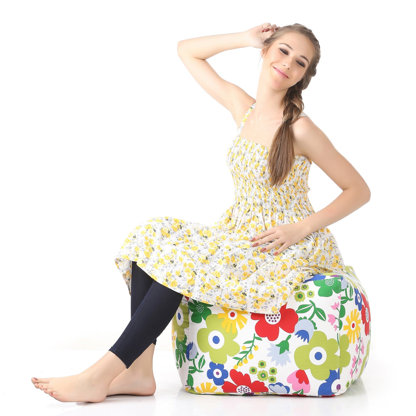 Square - Ottoman Printed Bean Bag With Fillers - Large