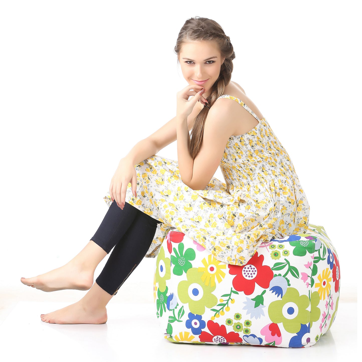 Square - Ottoman Printed Bean Bag With Fillers - Large