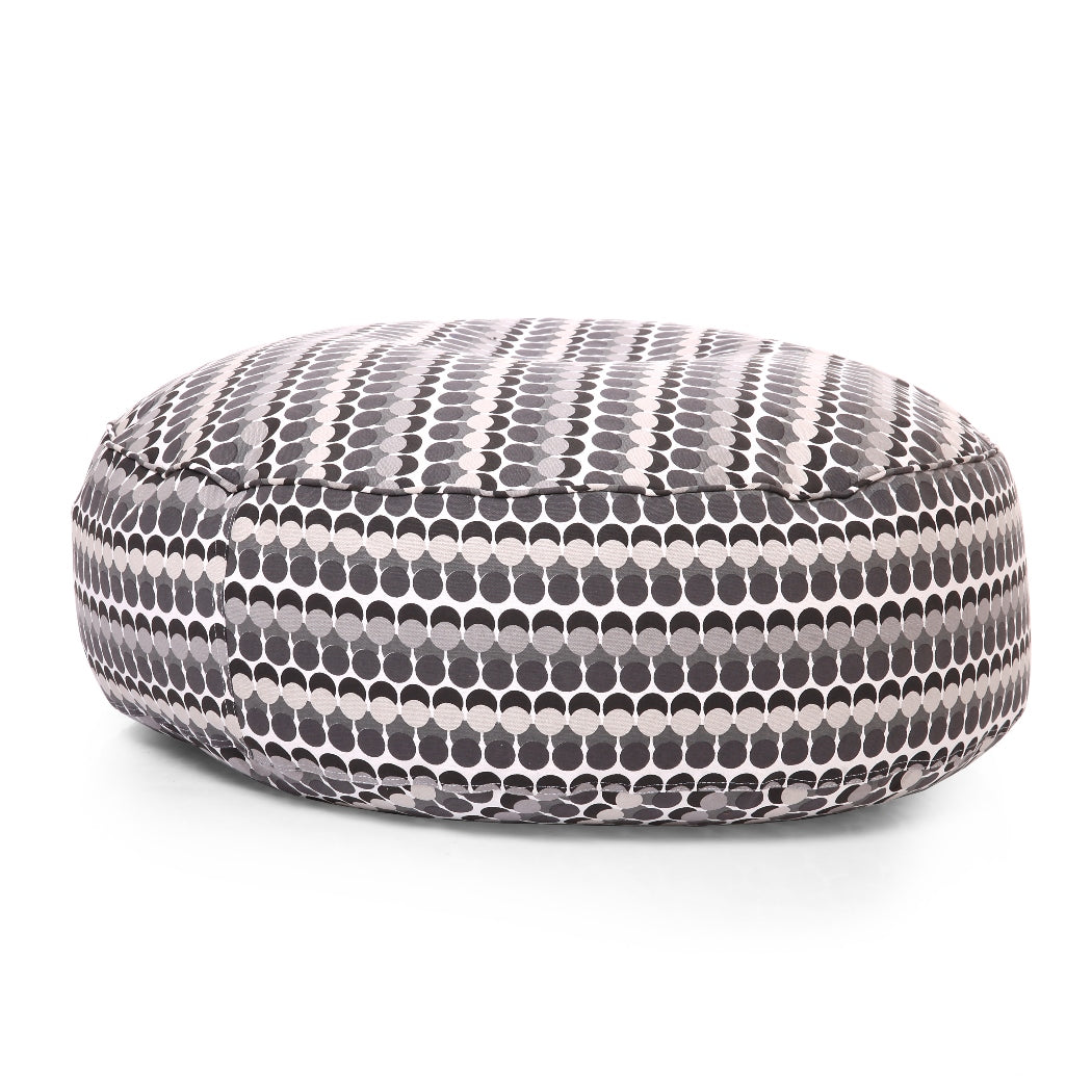 Canvas Polka Dots Round Floor Cushion With Beans - XL Size