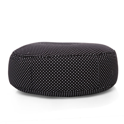 Canvas Polka Dots Round Floor Cushion Filled With Beans - XL Size