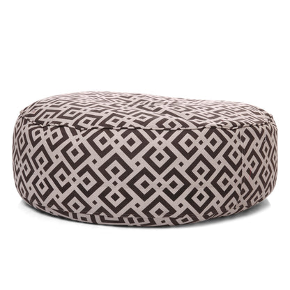 Canvas GeometricPrinted RoundFloor Cushion With Beans - XL Size