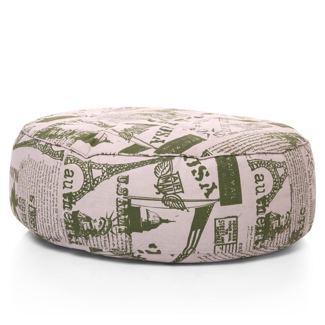 Canvas Abstract Printed Round Floor Bean Filled Cushion - XL Size