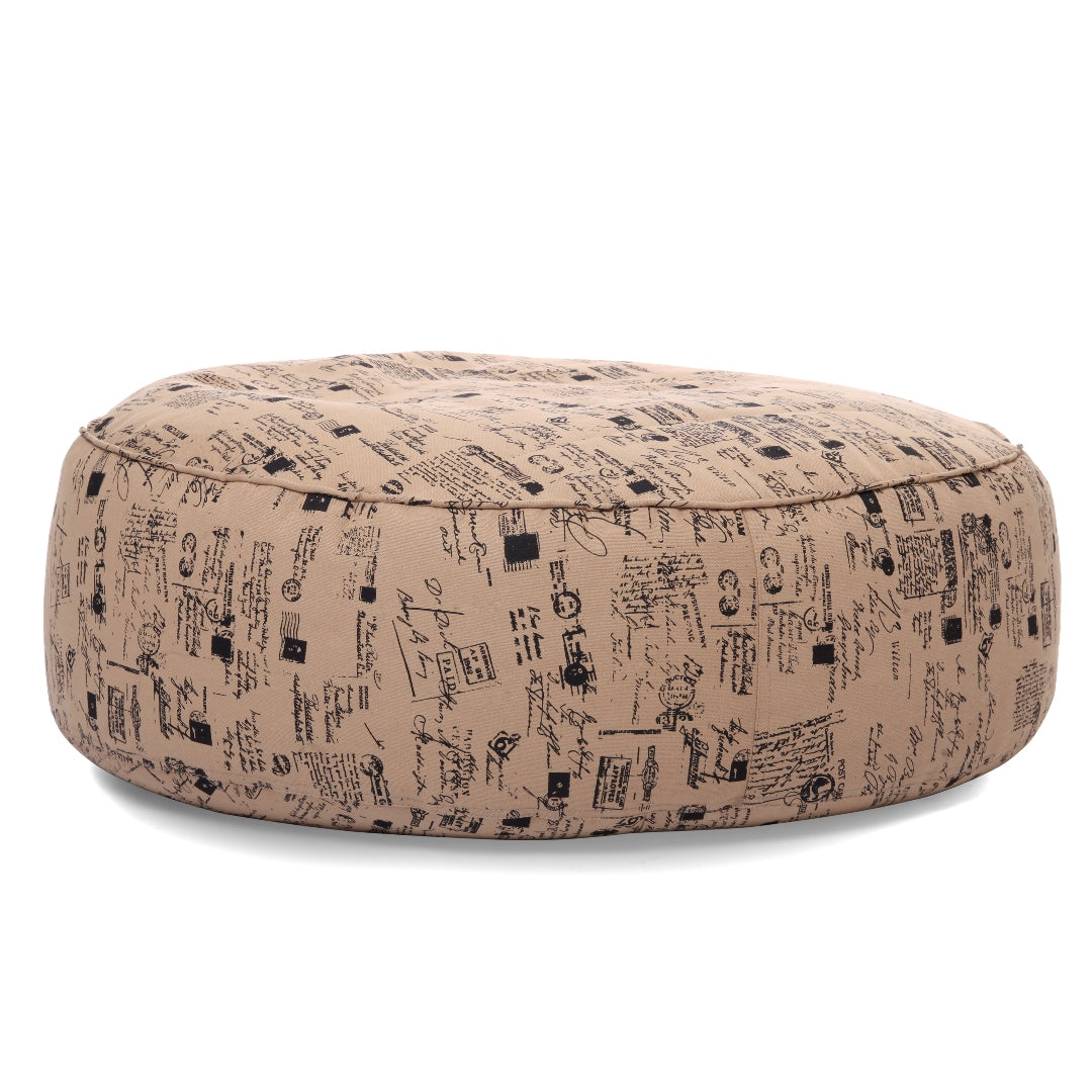 Canvas AbstractPrinted Round Floor Cushion With Beans - XL Size