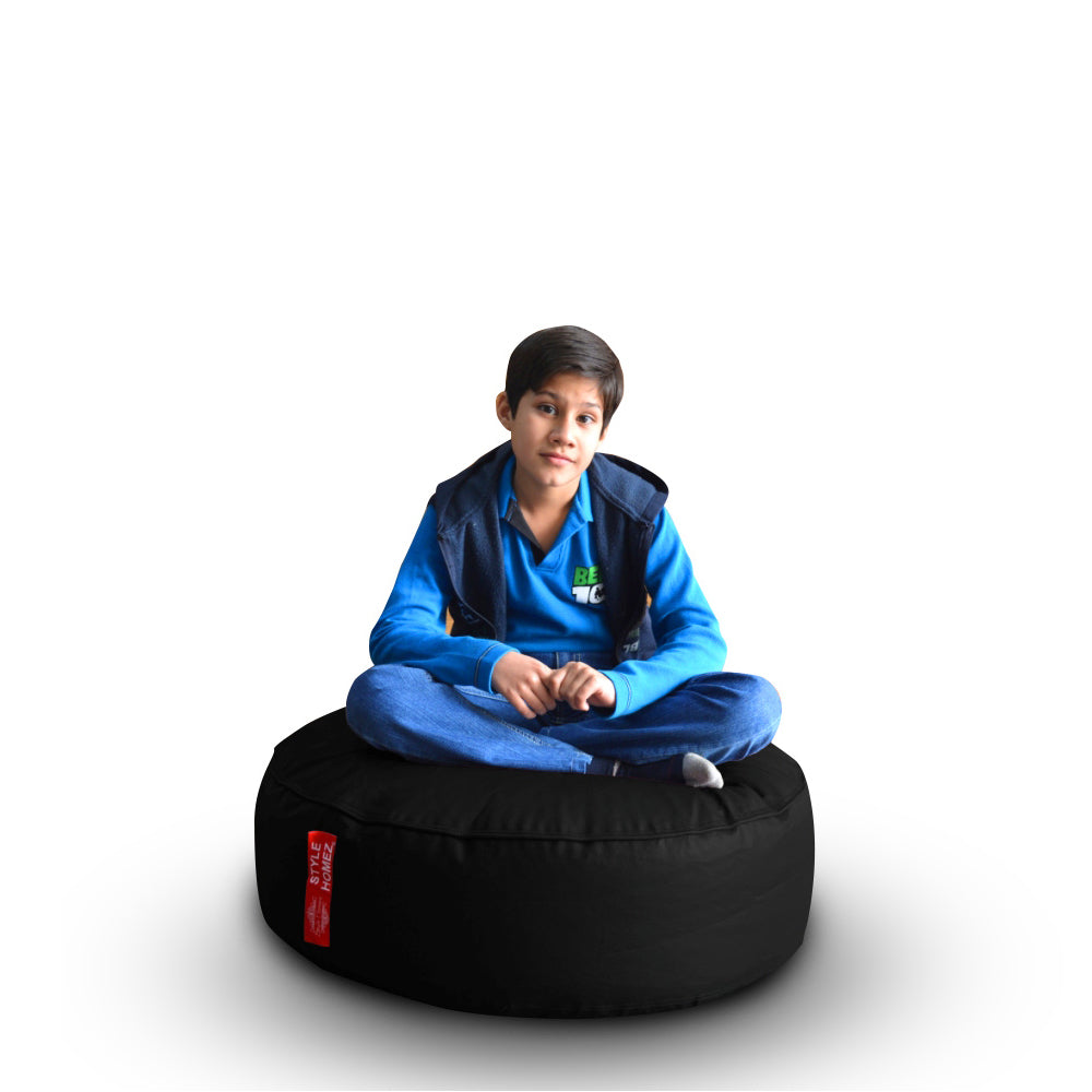 XL Round Floor Cushion With Beans - Black