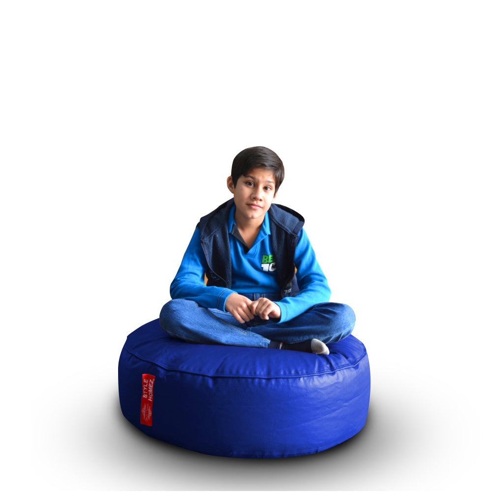 XL Round Floor Cushion With Beans - Blue