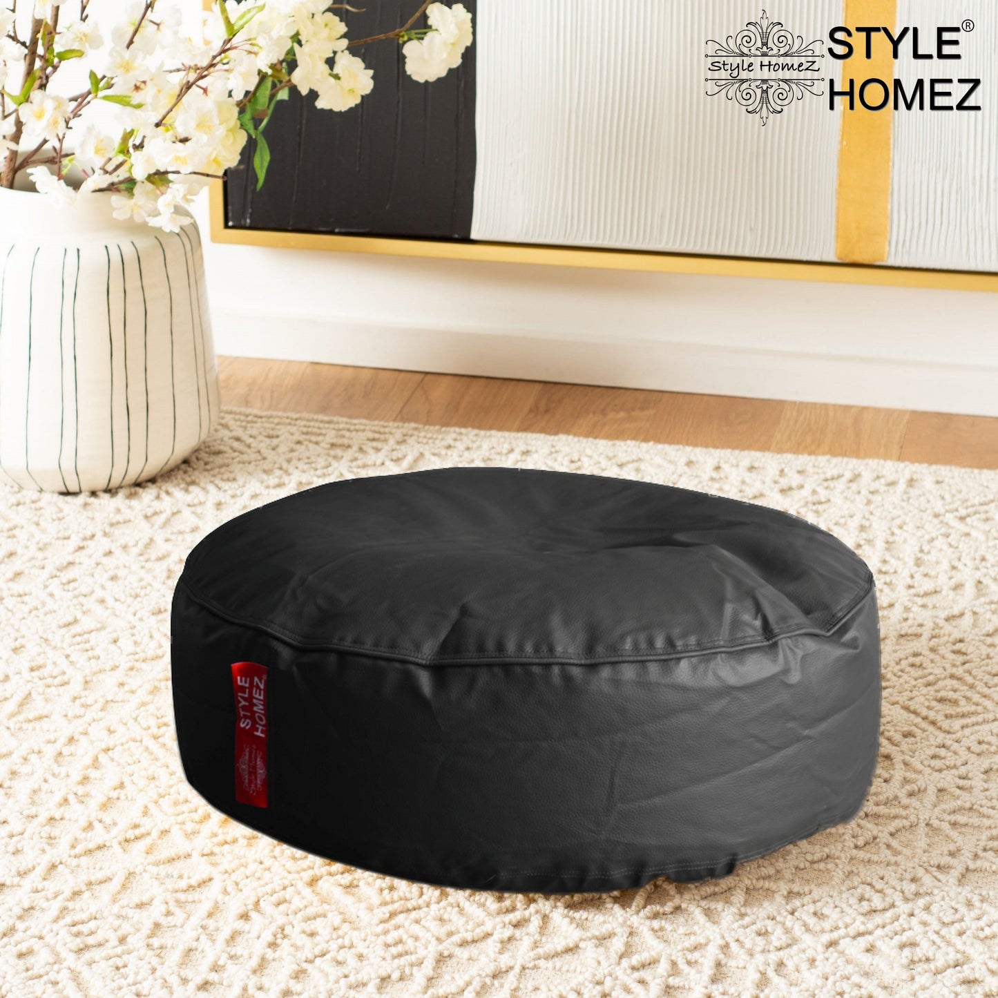 XL Round Floor Cushion With Beans - Grey