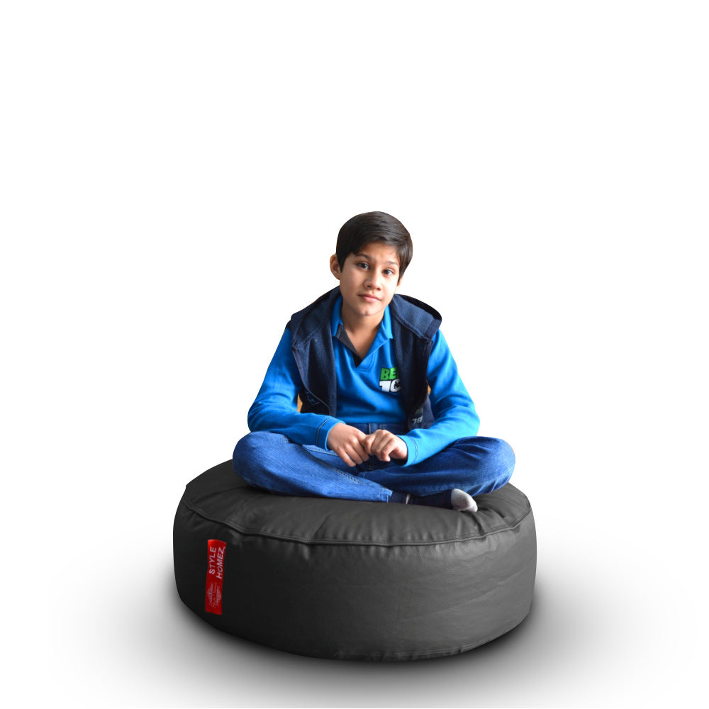 XL Round Floor Cushion With Beans - Grey
