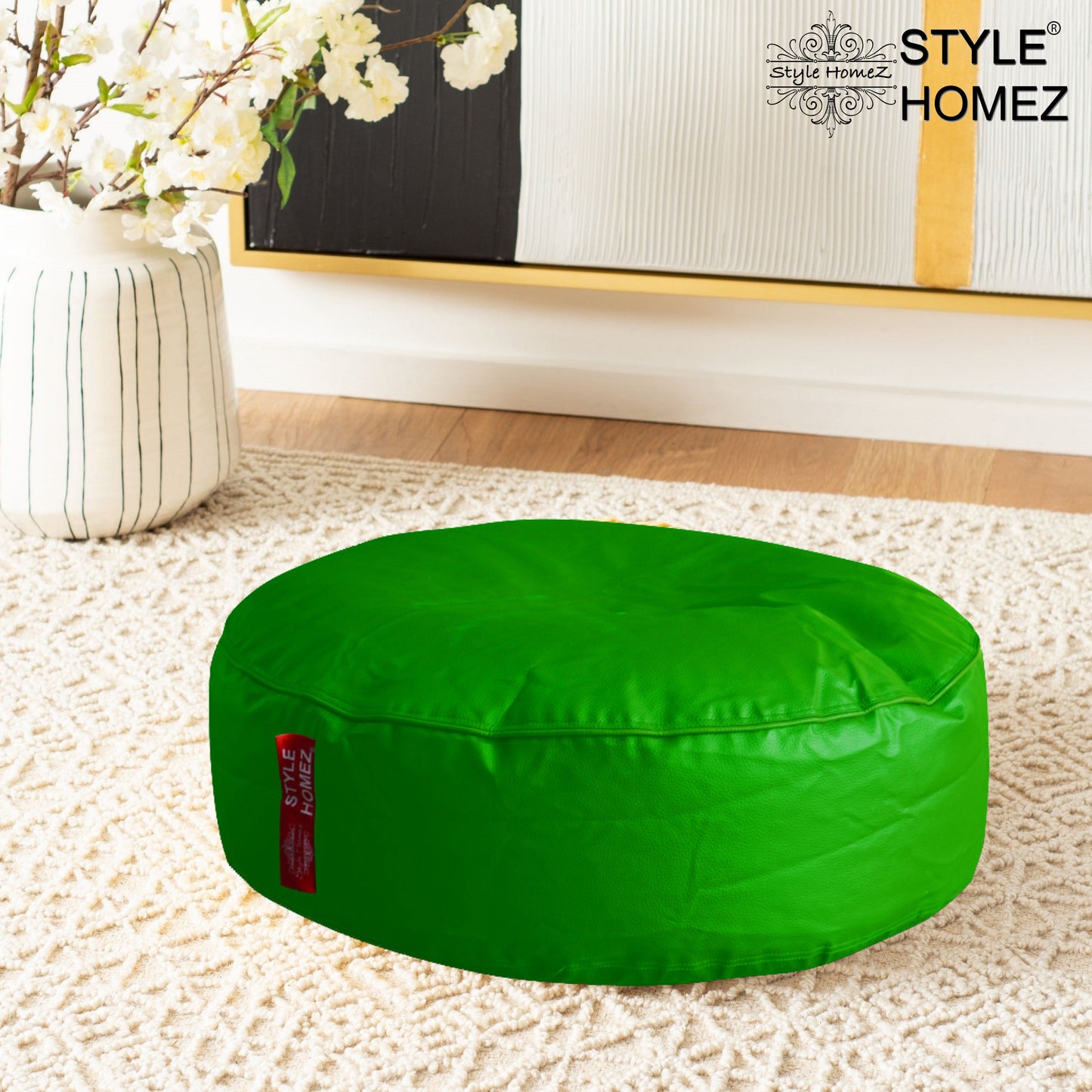 XL Round Floor Cushion With Beans - Green