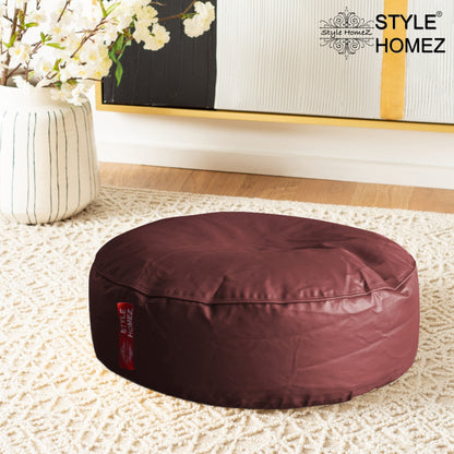 XL Round Floor Cushion With Beans - Maroon