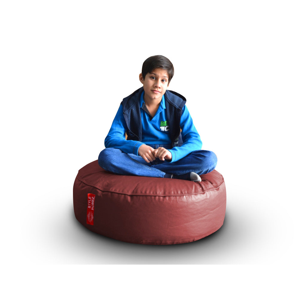 XL Round Floor Cushion With Beans - Maroon
