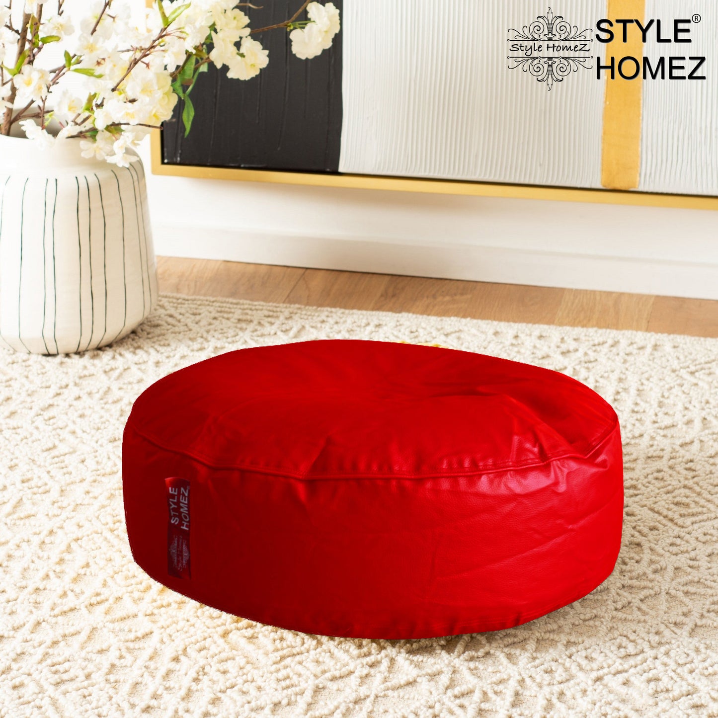 XL Round Floor Cushion With Beans - Red