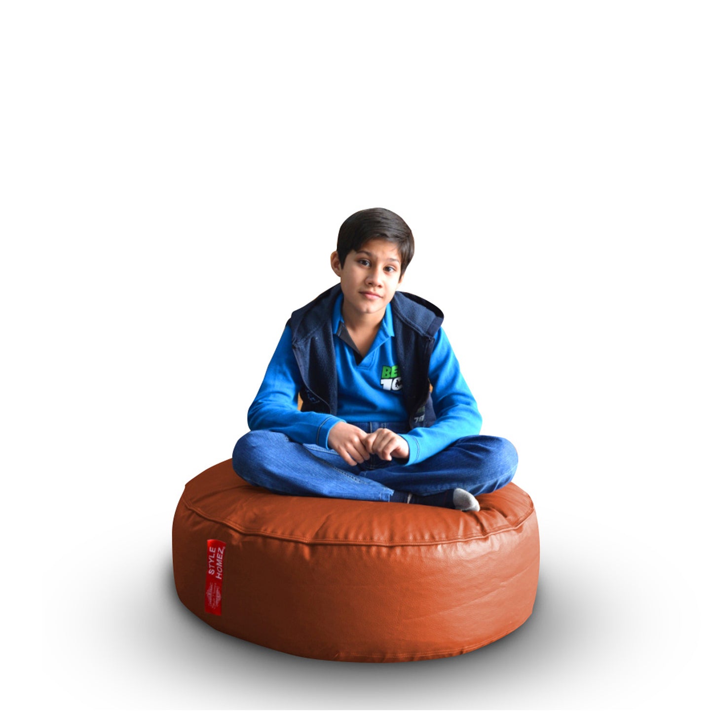 XL Round Floor Cushion With Beans - Tan