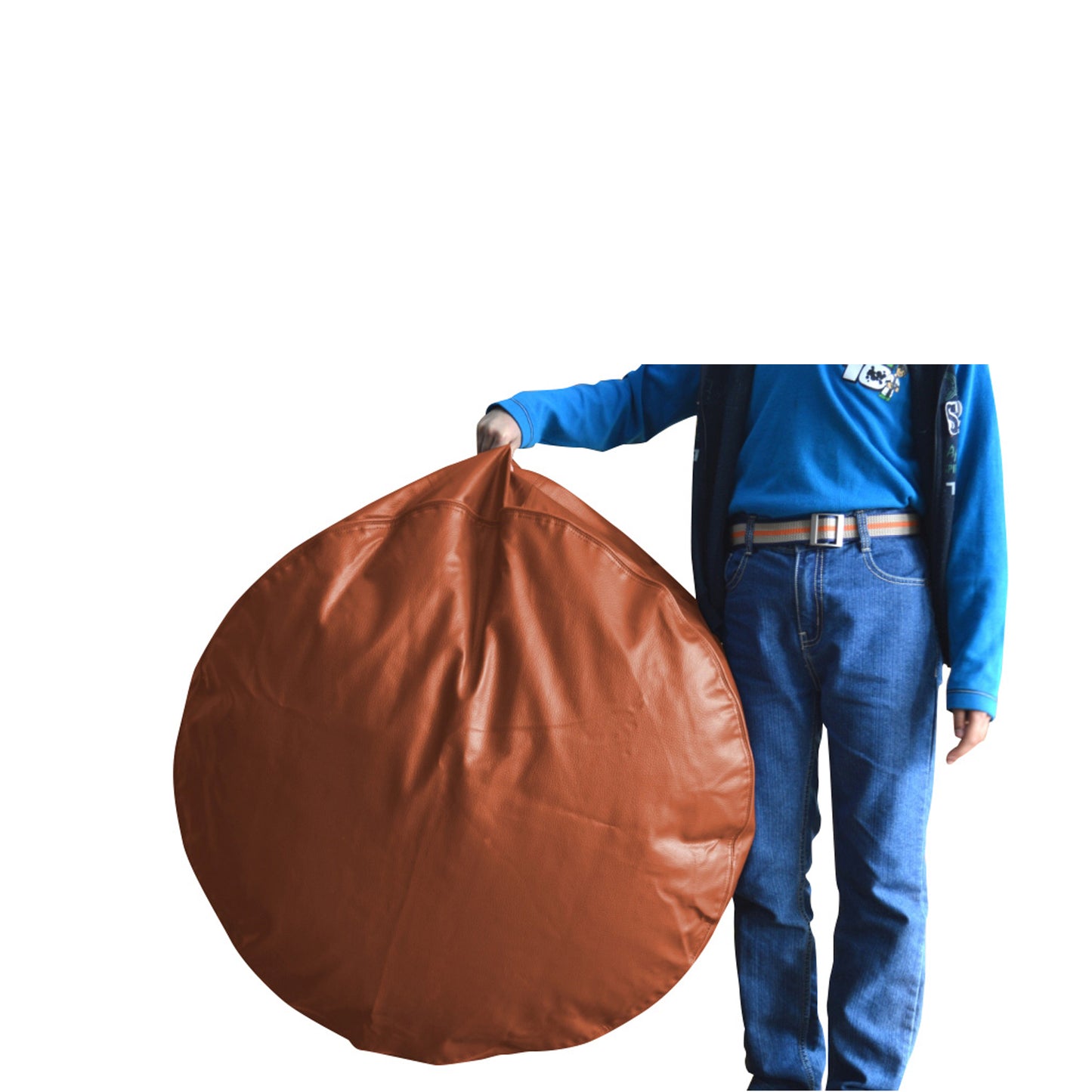 XL Round Floor Cushion With Beans - Tan