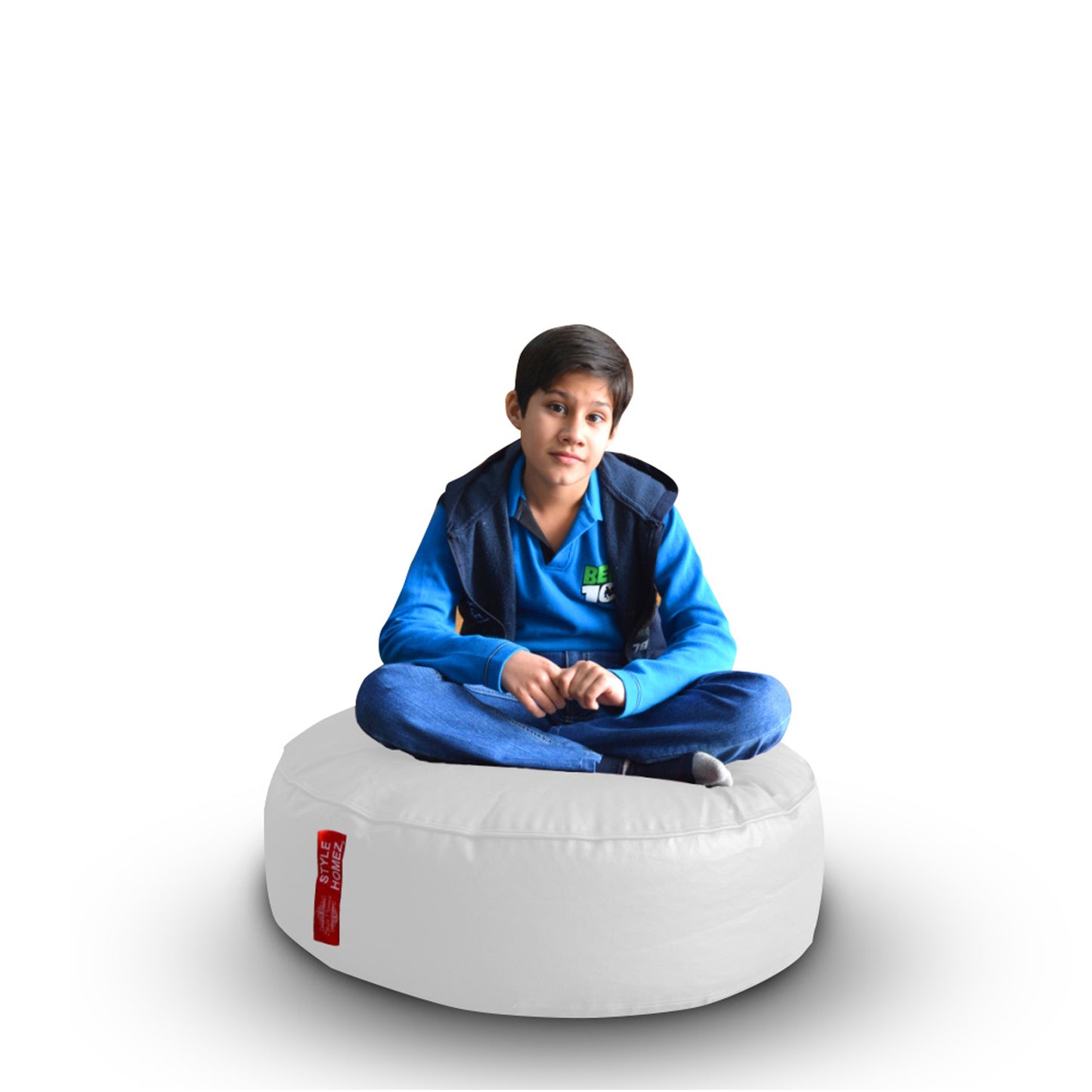 XL Round Floor Cushion With Beans - White