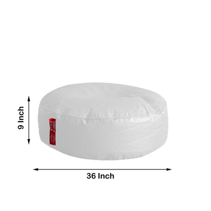 XL Round Floor Cushion With Beans - White