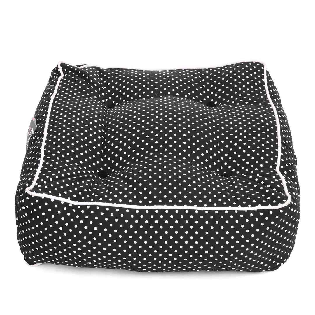 Canvas Polka Dots Square Floor Bean Filled Floow Cushion - Large Size