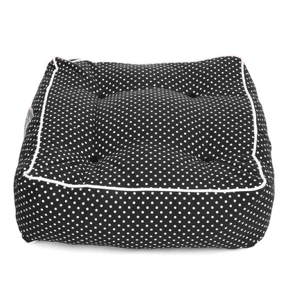 Canvas Polka Dots Square Floor Bean Filled Floow Cushion - Large Size