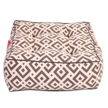 Canvas Geometric Square Floor Cushion With Beans - Large Size