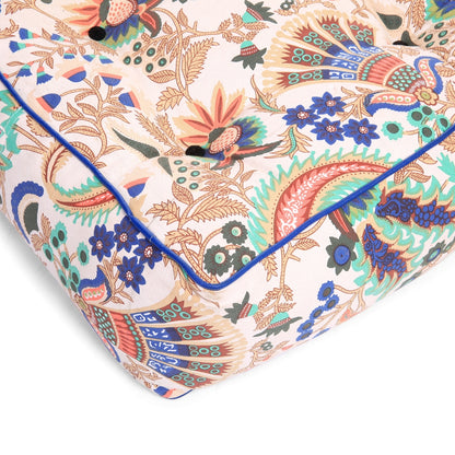 Canvas Floral Square Floor Cushion With Beans - Large Size