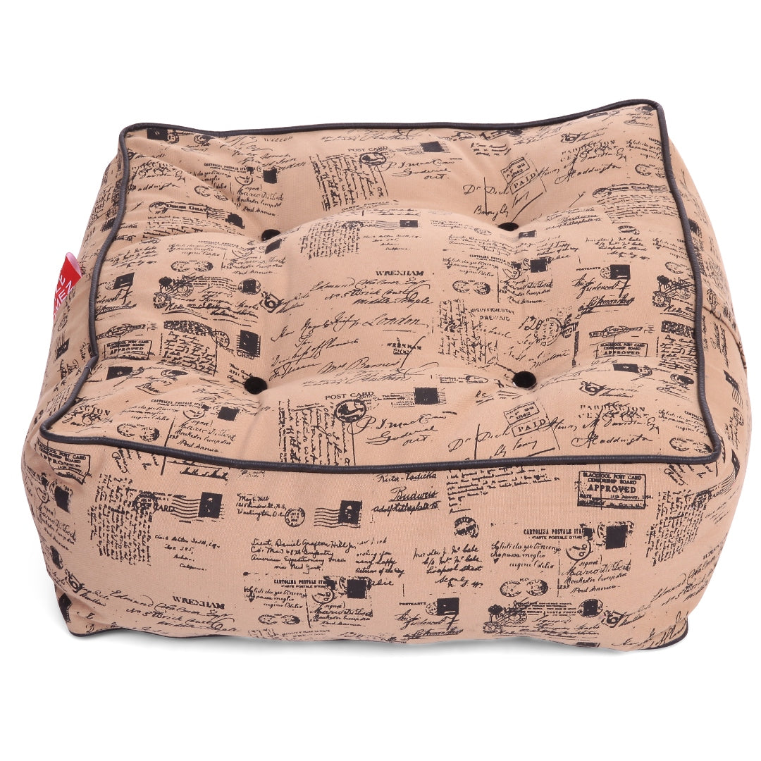 Canvas Abstract Square Bean Filled Floor Cushion - Large Size