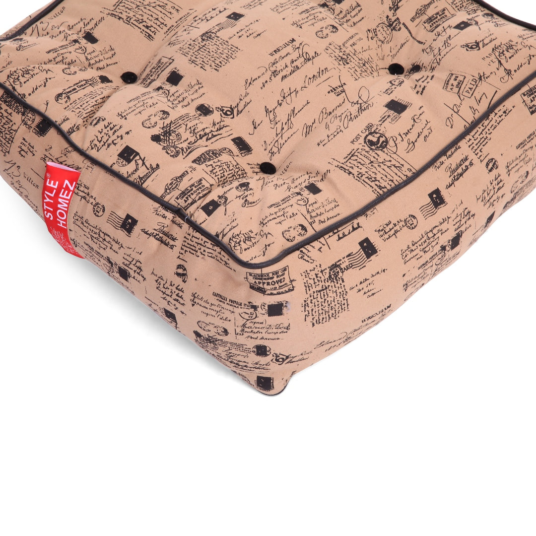 Canvas Abstract Square Bean Filled Floor Cushion - Large Size