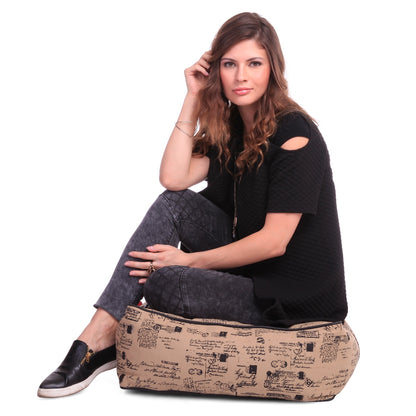 Canvas Abstract Square Bean Filled Floor Cushion - Large Size