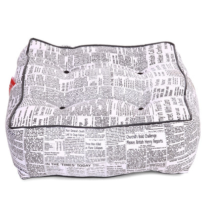 Canvas Newspaper Square Floor Cushion With Beans - Large Size