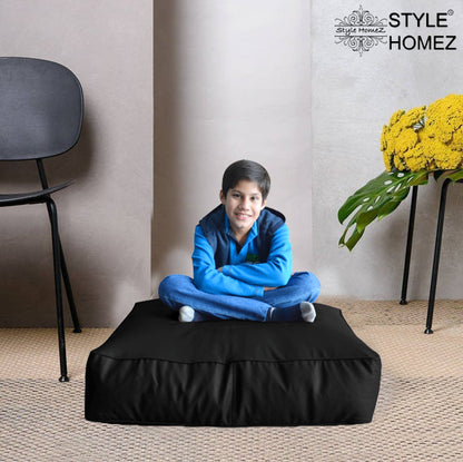 XL Floor Cushion With Beans - With Beans Square - Black
