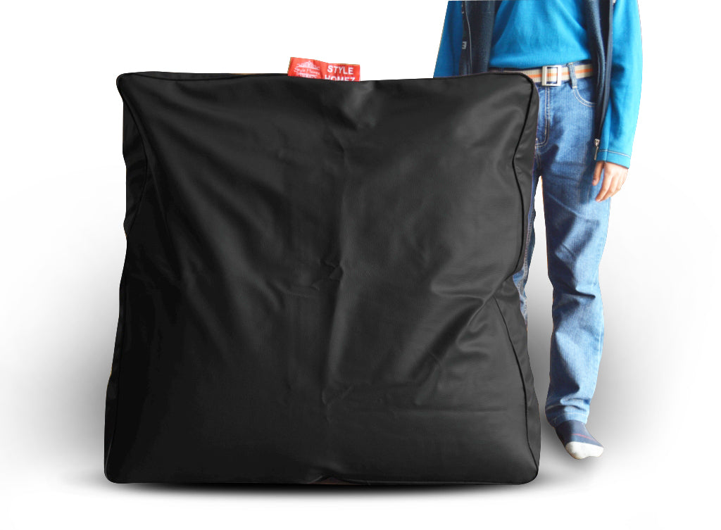 XL Floor Cushion With Beans - With Beans Square - Black