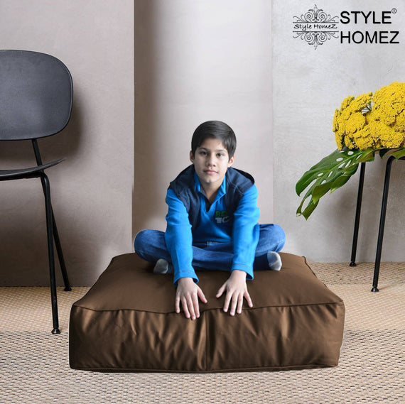 Brown XL Floor Cushion With Beans - Square - Chocolate