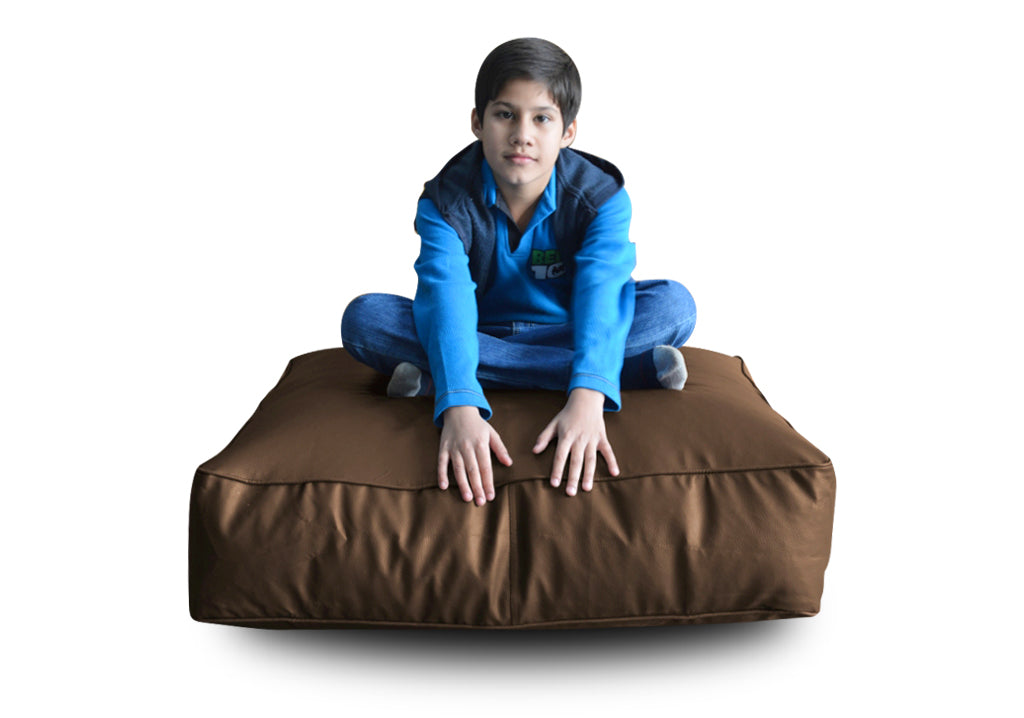 Brown XL Floor Cushion With Beans - Square - Chocolate