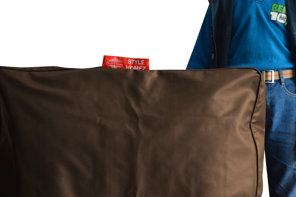 Brown XL Floor Cushion With Beans - Square - Chocolate