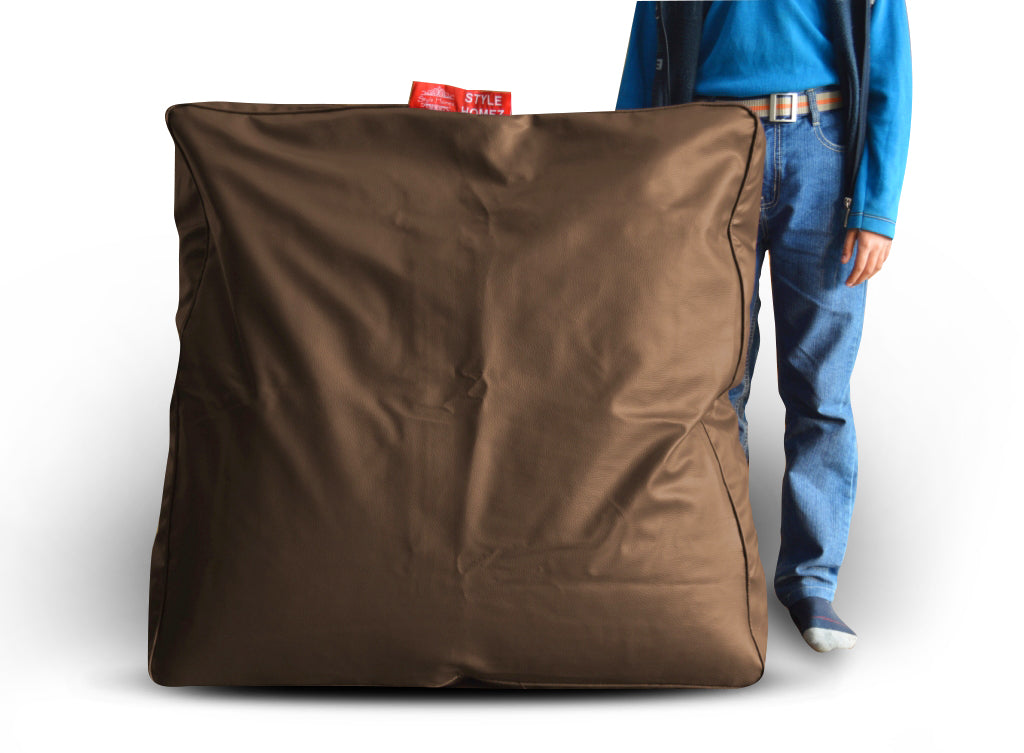 Brown XL Floor Cushion With Beans - Square - Chocolate