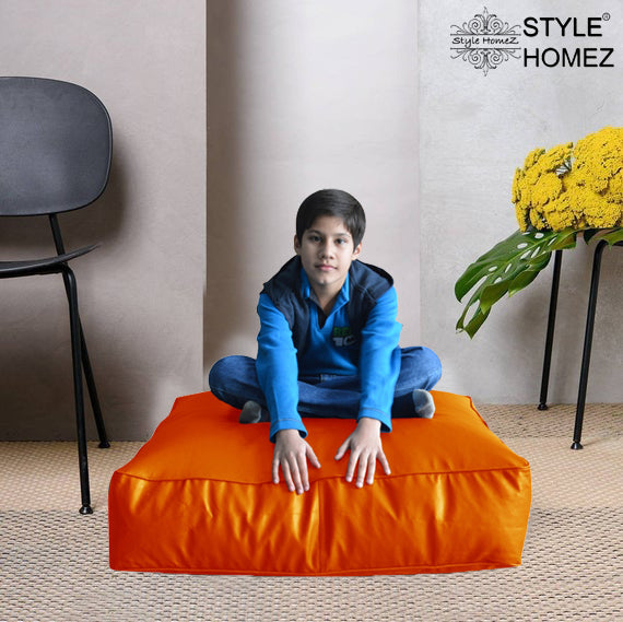 XL Floor Cushion With Beans - Square - Orange