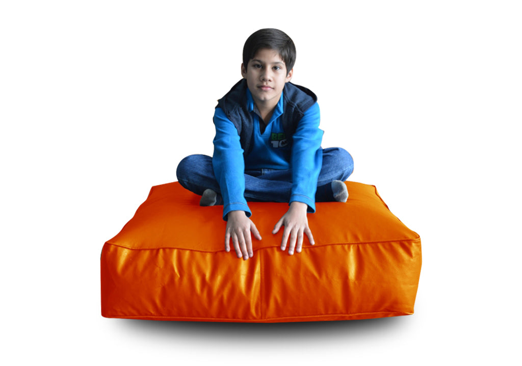 XL Floor Cushion With Beans - Square - Orange
