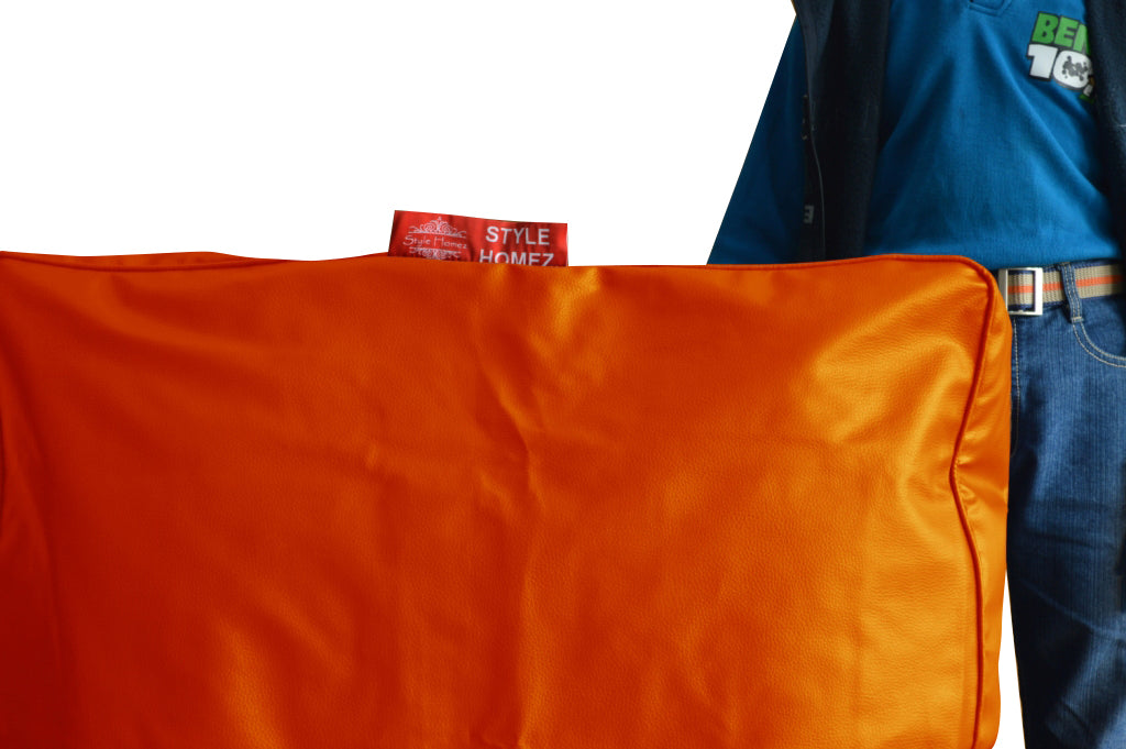 XL Floor Cushion With Beans - Square - Orange