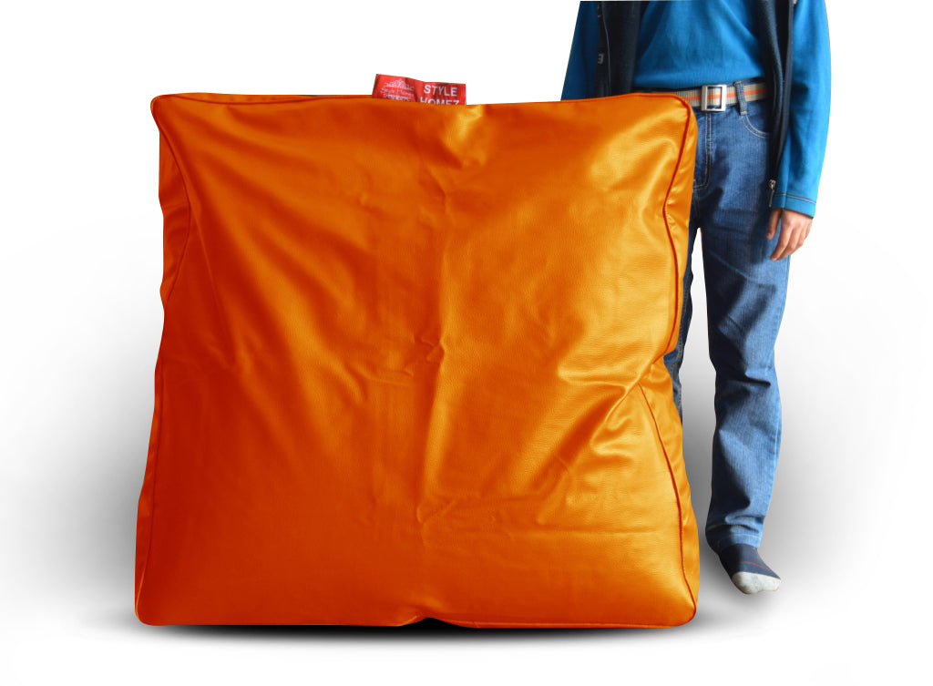 XL Floor Cushion With Beans - Square - Orange