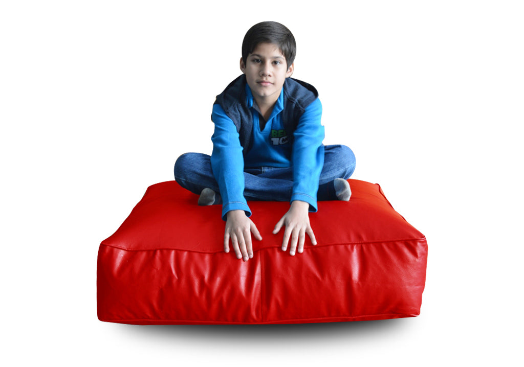 XL Floor Cushion With Beans - Square - Red