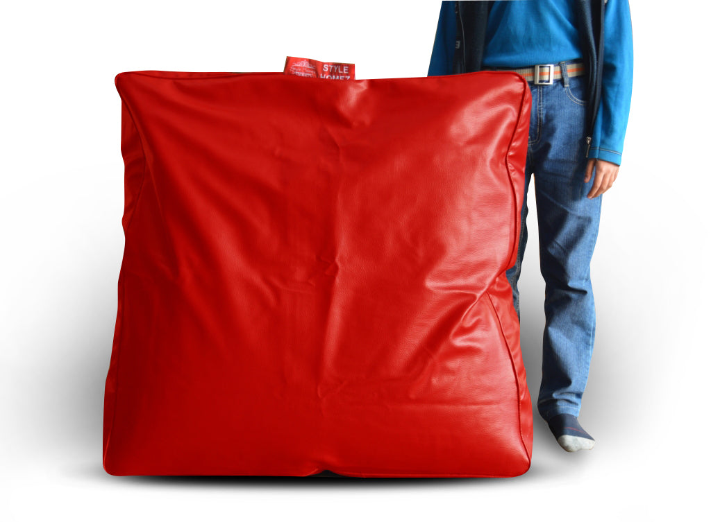 XL Floor Cushion With Beans - Square - Red