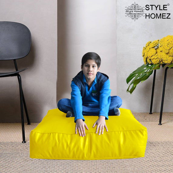 XL Floor Cushion With Beans - Square - Yellow