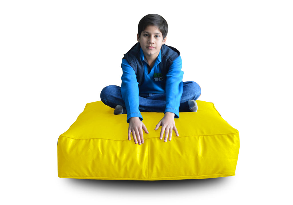 XL Floor Cushion With Beans - Square - Yellow